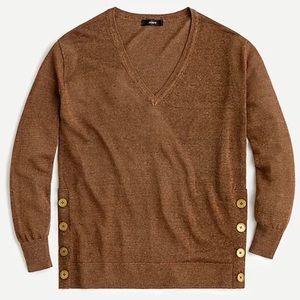 JCrew: v-neck with side buttons in linen blend